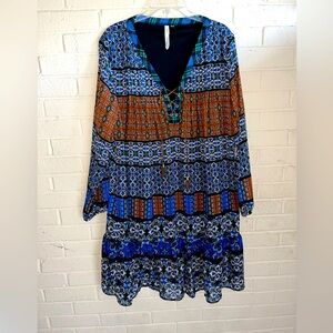 NY Collection Women 1X Multi Pattern Dress